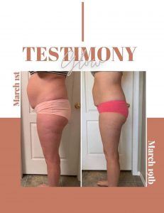 Before and after results from using Glow liquid collagen