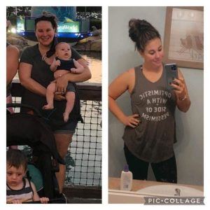 Before & after photos of personal results from using Glow Liquid Collagen & Enrich digestive enzymes