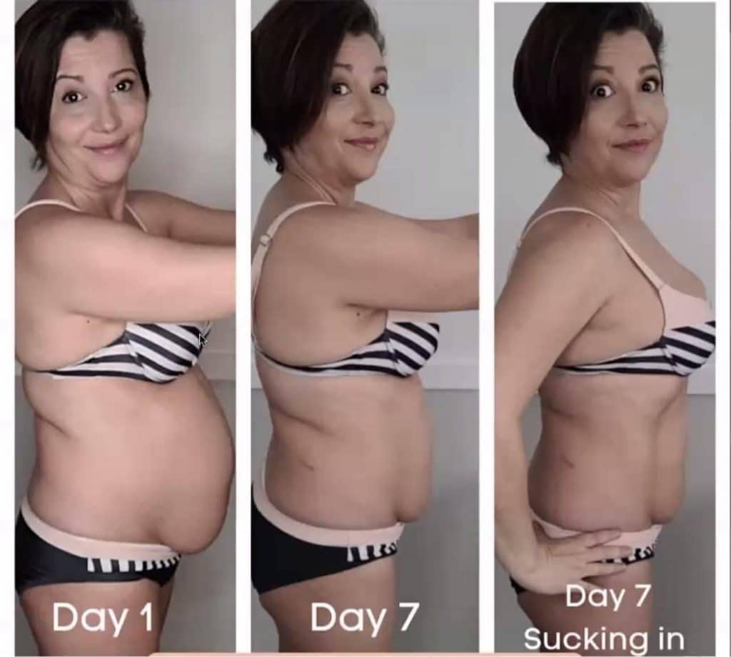 Before & after photo of personal results from using Enrich digestive enzymes