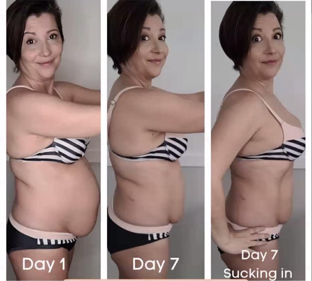 Before & after photo of personal results from using Enrich digestive enzymes