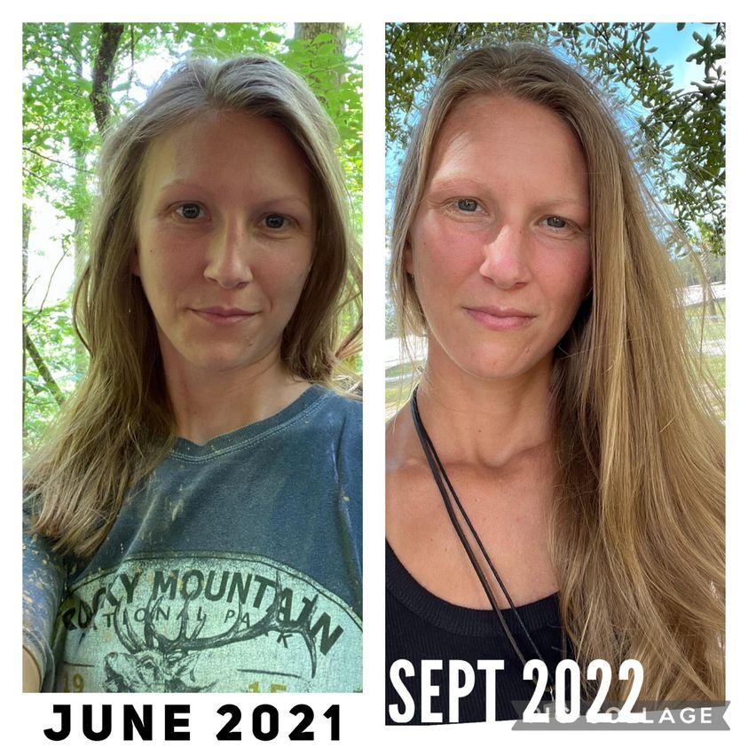 Before & after photo with personal results from using Glow Liquid Collagen