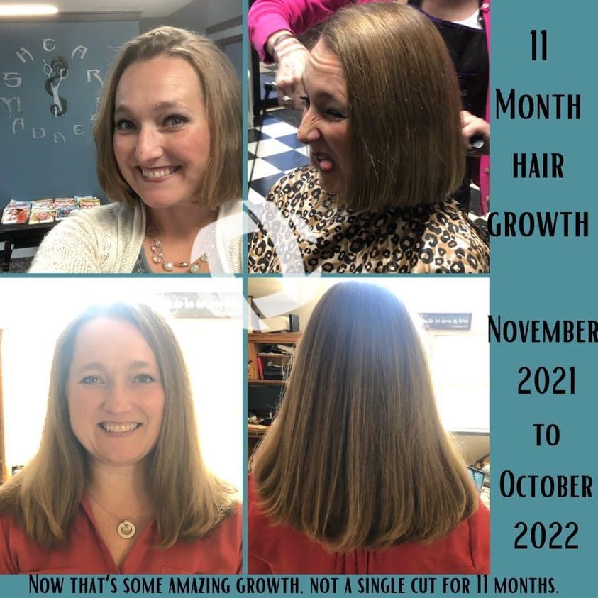 Before and after hair from using Tranont products