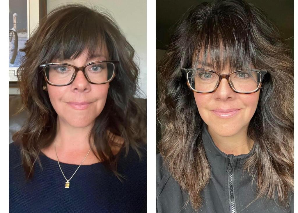 before and after photo of woman using Glow