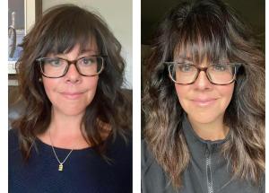 before and after photo of woman using Glow