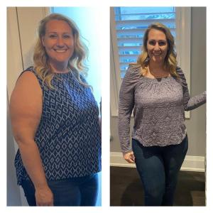 before and after photo of weight loss using Tranont products