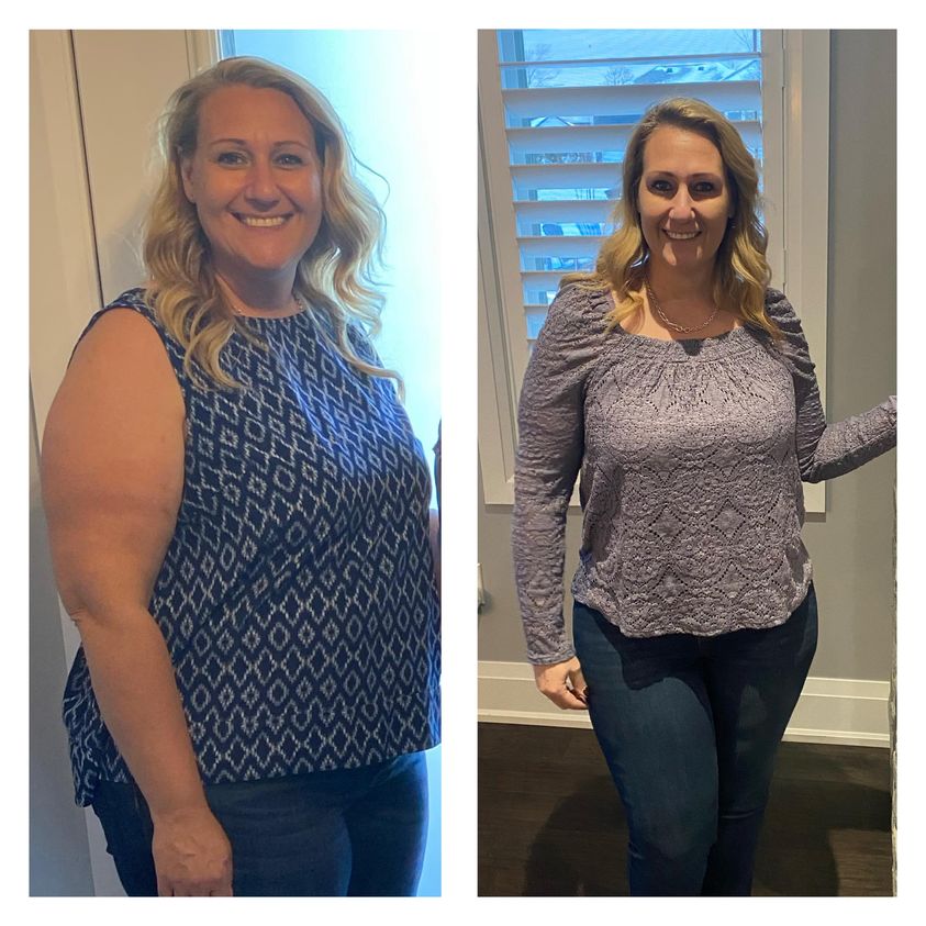 before and after photo of weight loss using Tranont products