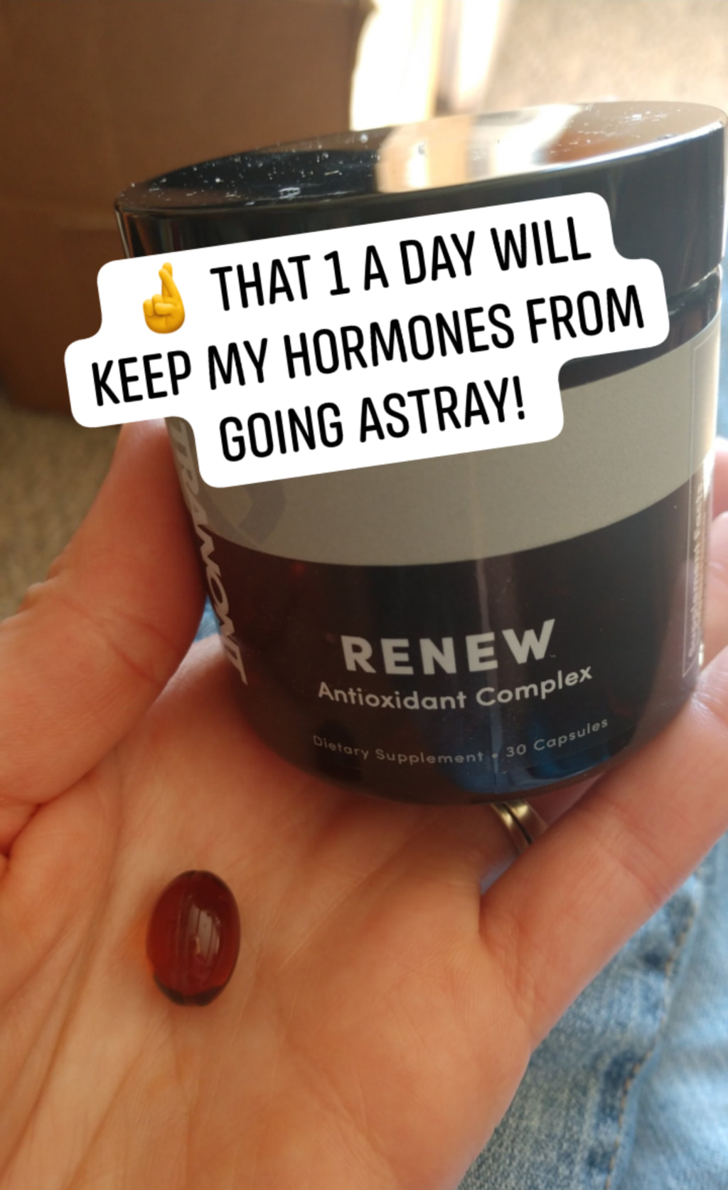 picture of a woman holding up Renew