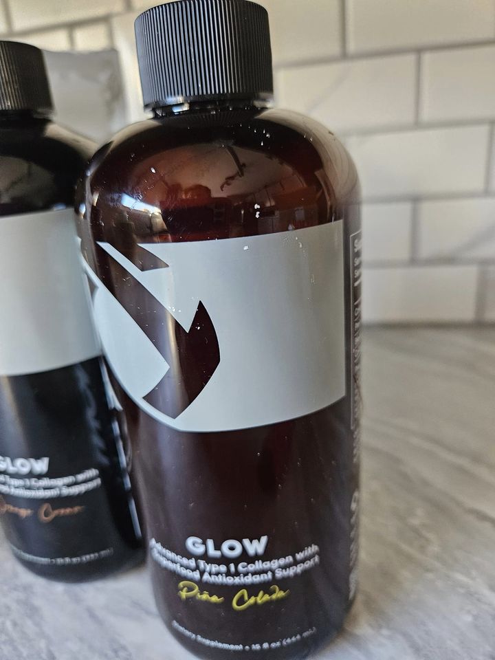 A couple bottle of Glow liquid collagen