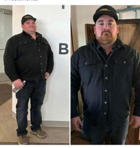 before an after photo showing weight loss