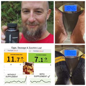 a before and after of man on the scale showing weight loss