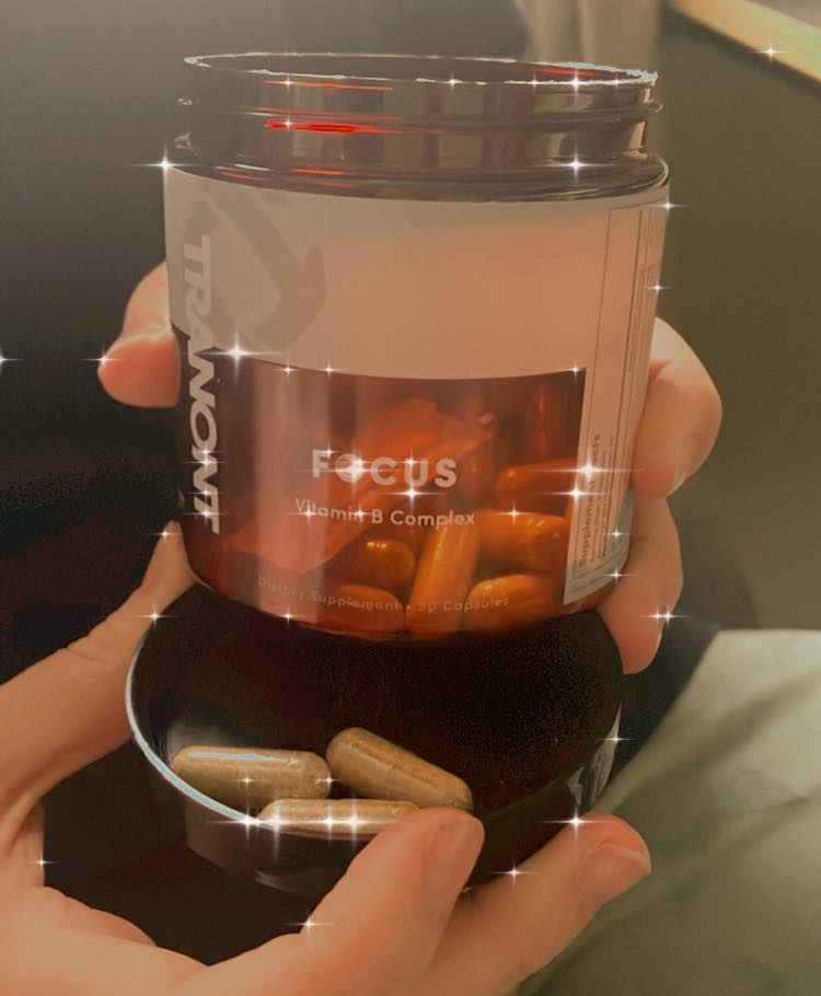A bottle of Focus Vitamin B Complex